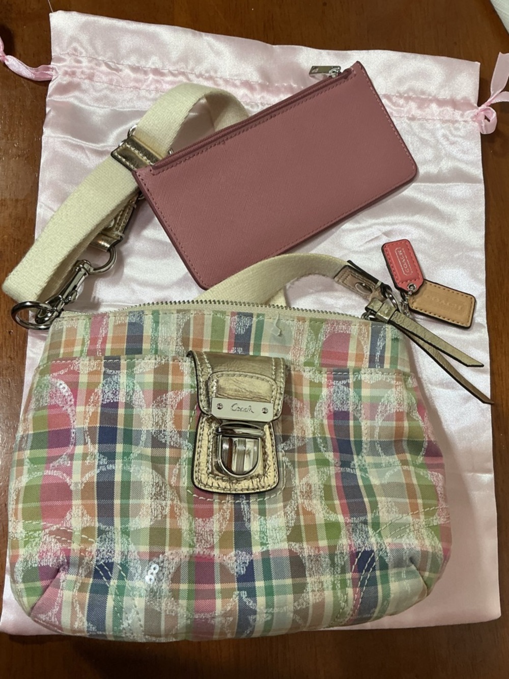 Coach Poppy Crossbody Multicolor Plaid Print